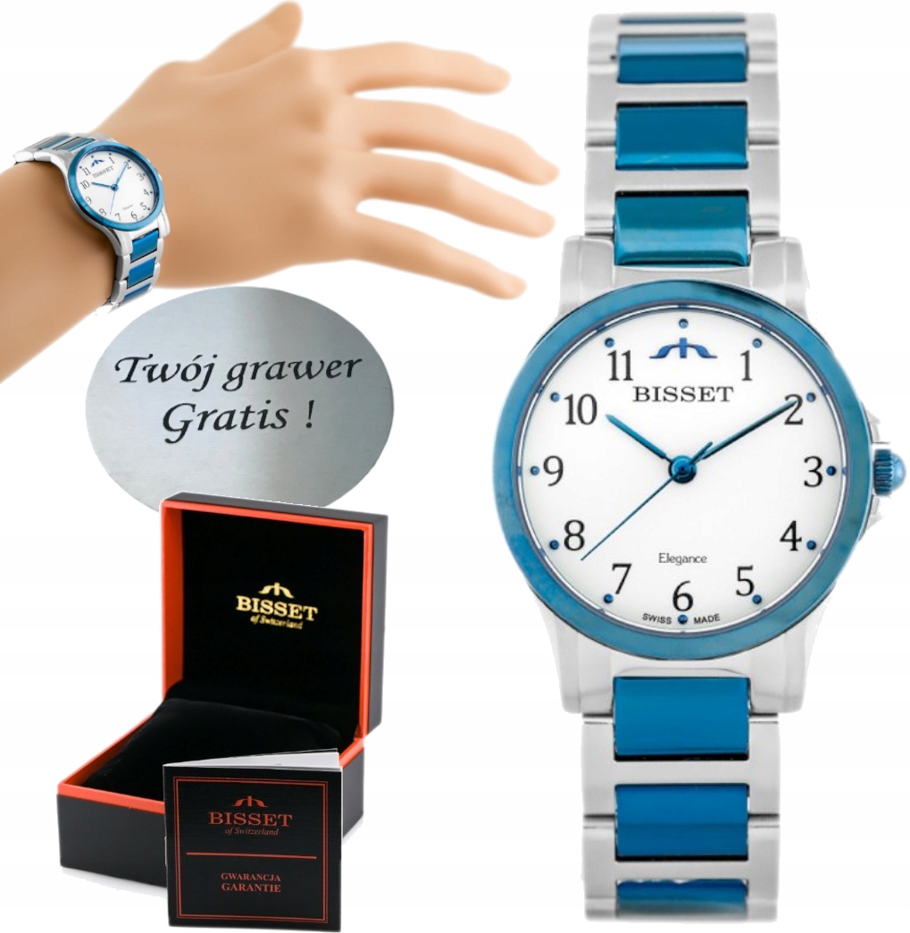 

Modny Zegarek Damski Bisset Bransoleta + Grawer