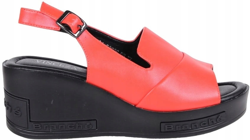 Červené Sandály Na Podpatku A Platformě, Pohodlné Boty Na Léto