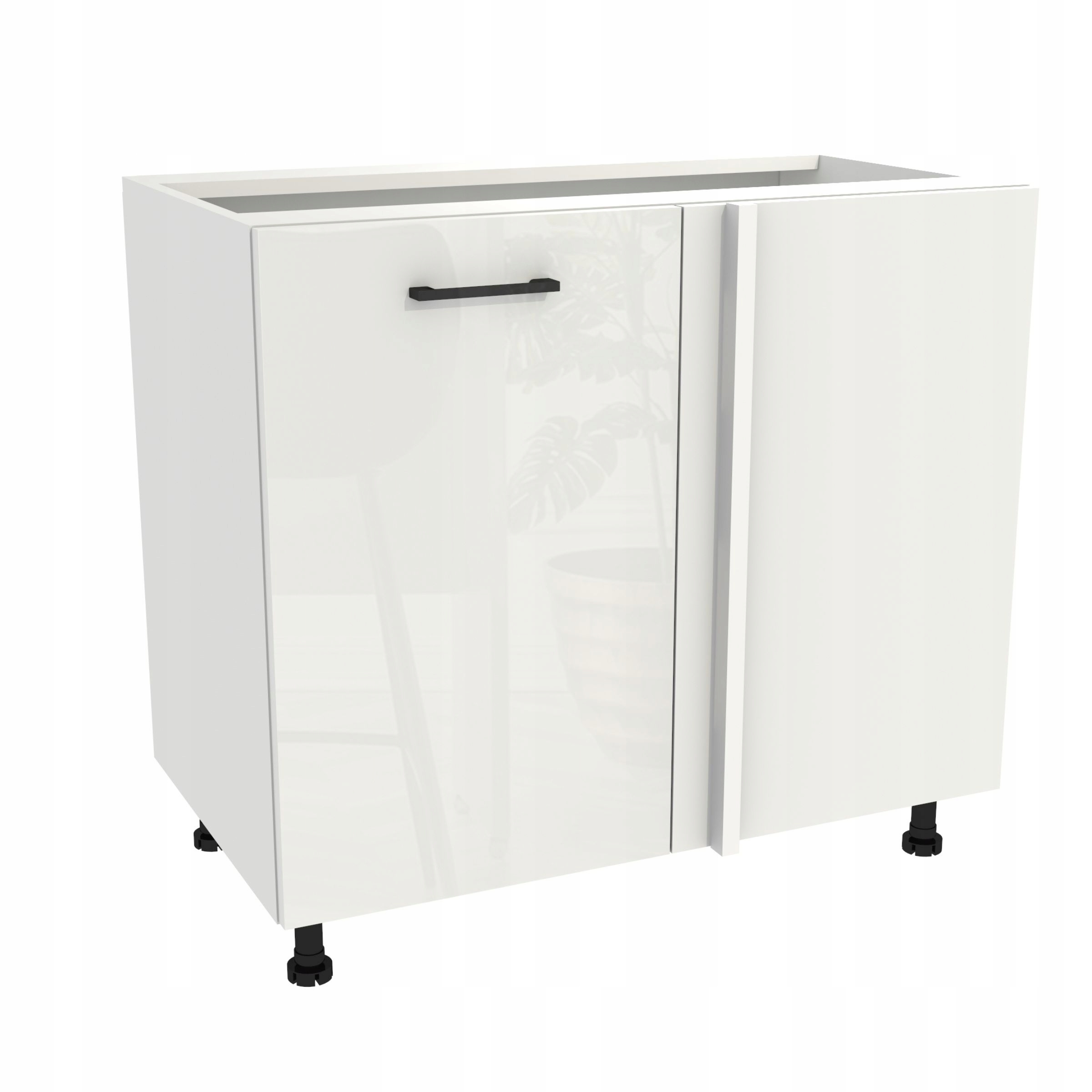 Spodná rohová kuchynská skrinka 105 Capri Biela predná strana Biely akrylový lesk