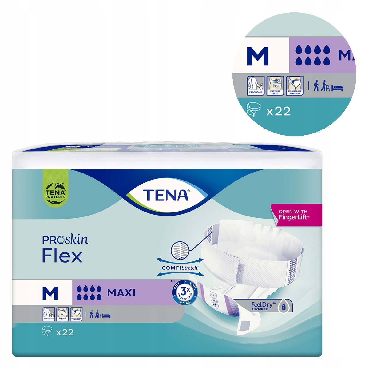 

Pieluchomajtki Tena Flex Maxi M 22 szt.