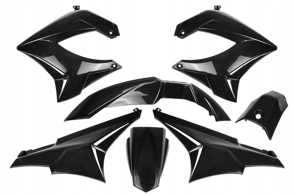 Deflektory kryty plasty Tnt, 7 prvkov, čierne, Gilera Rcr, Smt 04-05