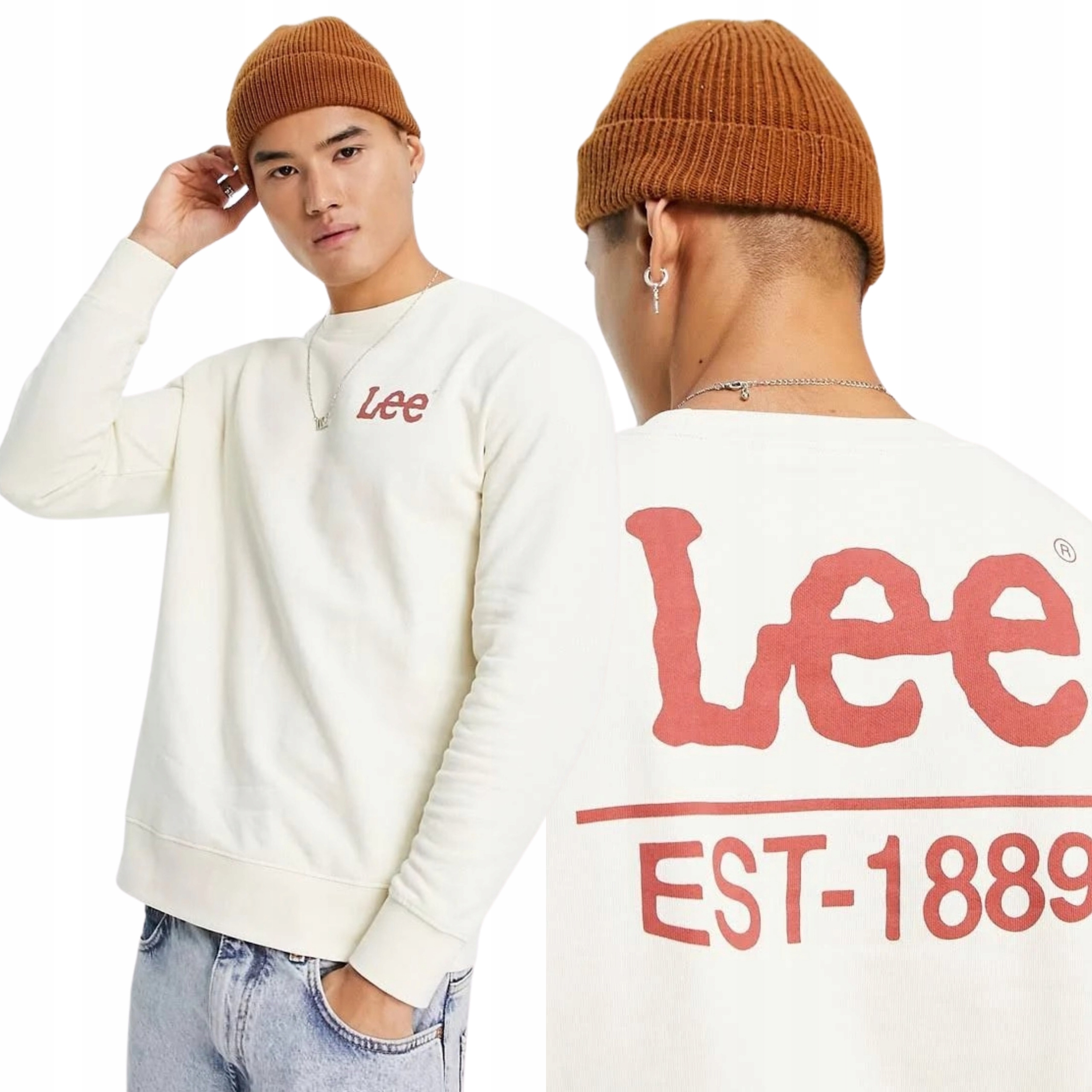 Lee mikina Ecru regular Bold Lee Crew M