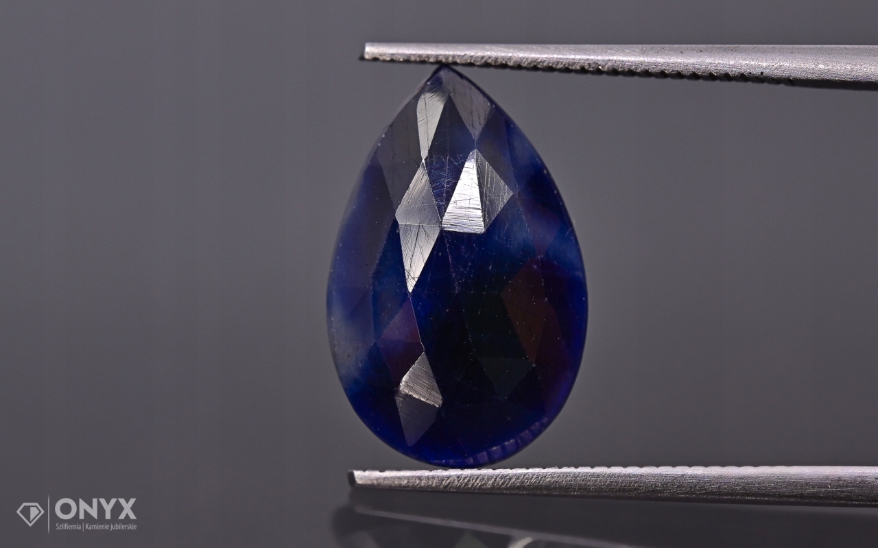 Safír fasetovaná rozeta slza 15x10 mm