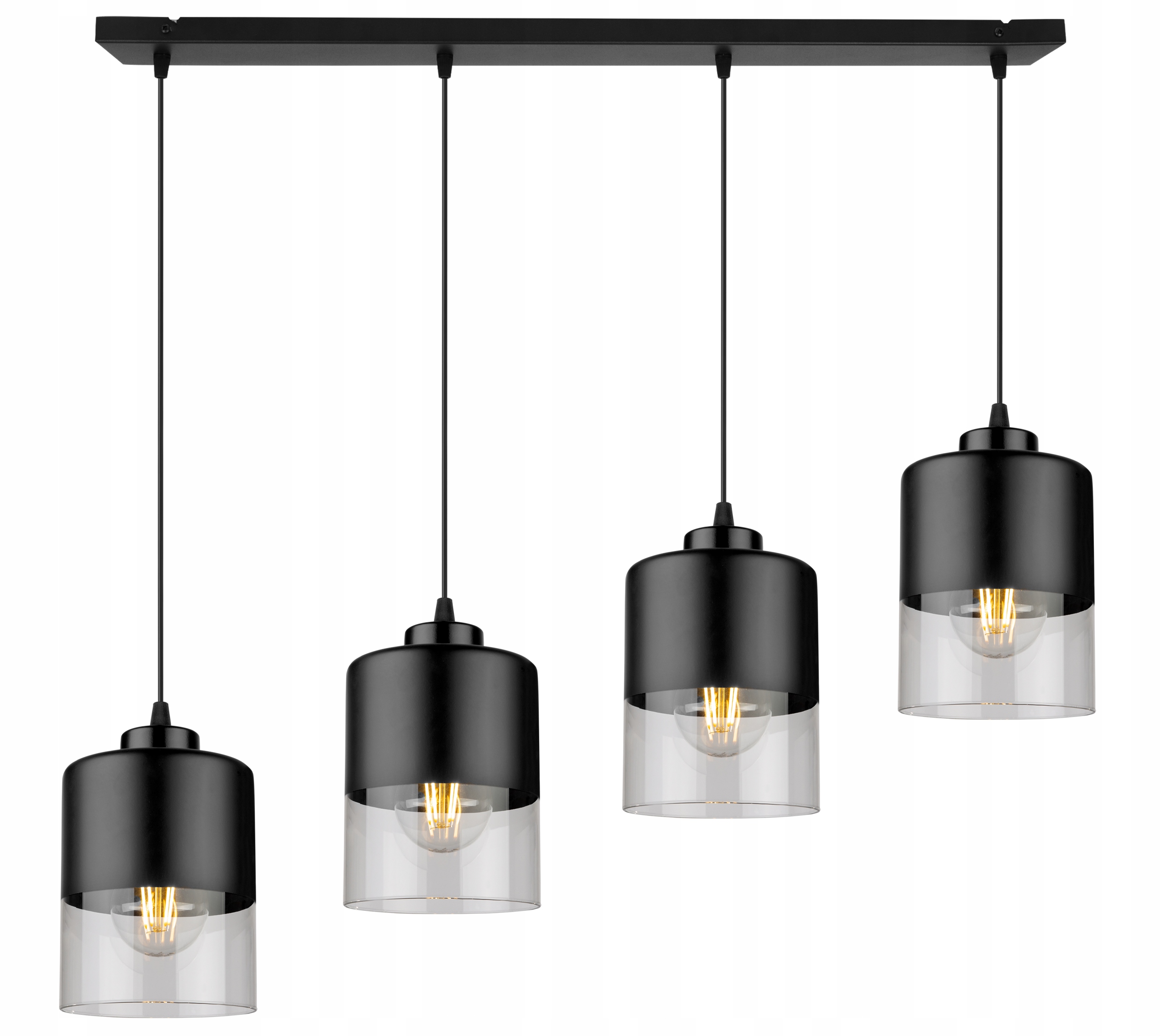 Čtyřramenná lampa s podlouhlými stínítky a černým akcentem nahoře Roma