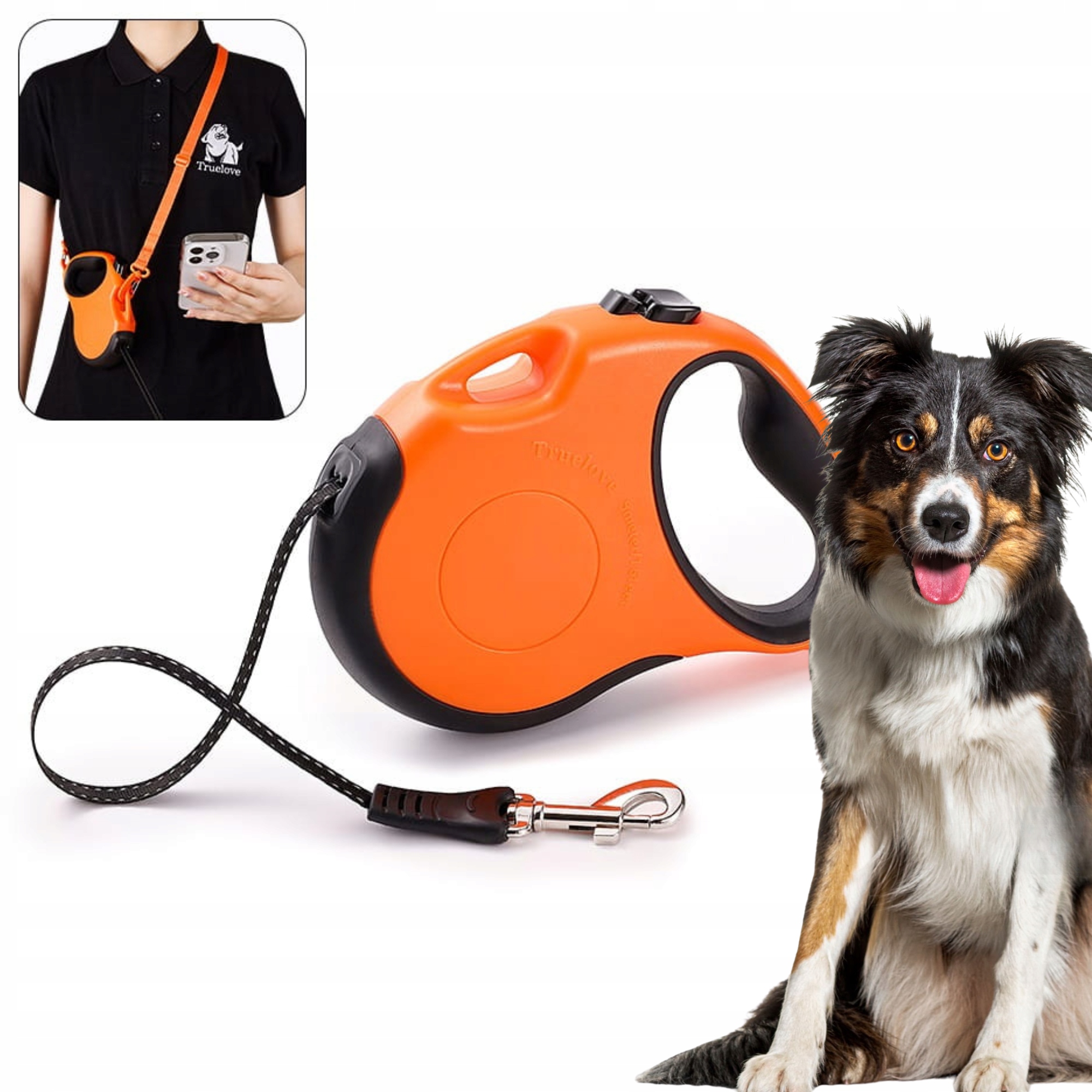Vodítko Automatická Pro Středního Psa Truelove Handy Oranžová 5M vel. M