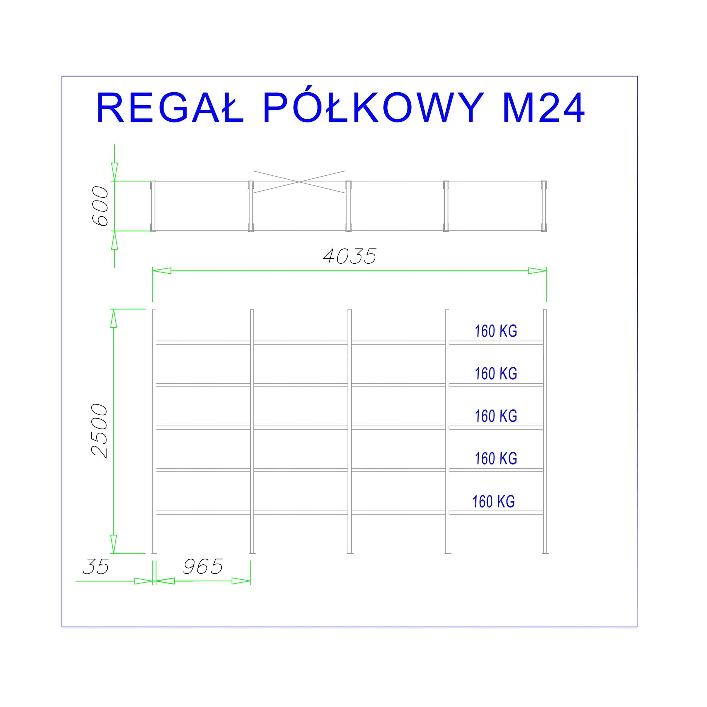 Regal metalowy magazynowy M24 20 polek 160 kg Mark Mag Complex
