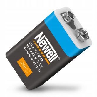 Akumulator Newell 9V 6F22 Li-ion 500 mAh z Usb-c kabel