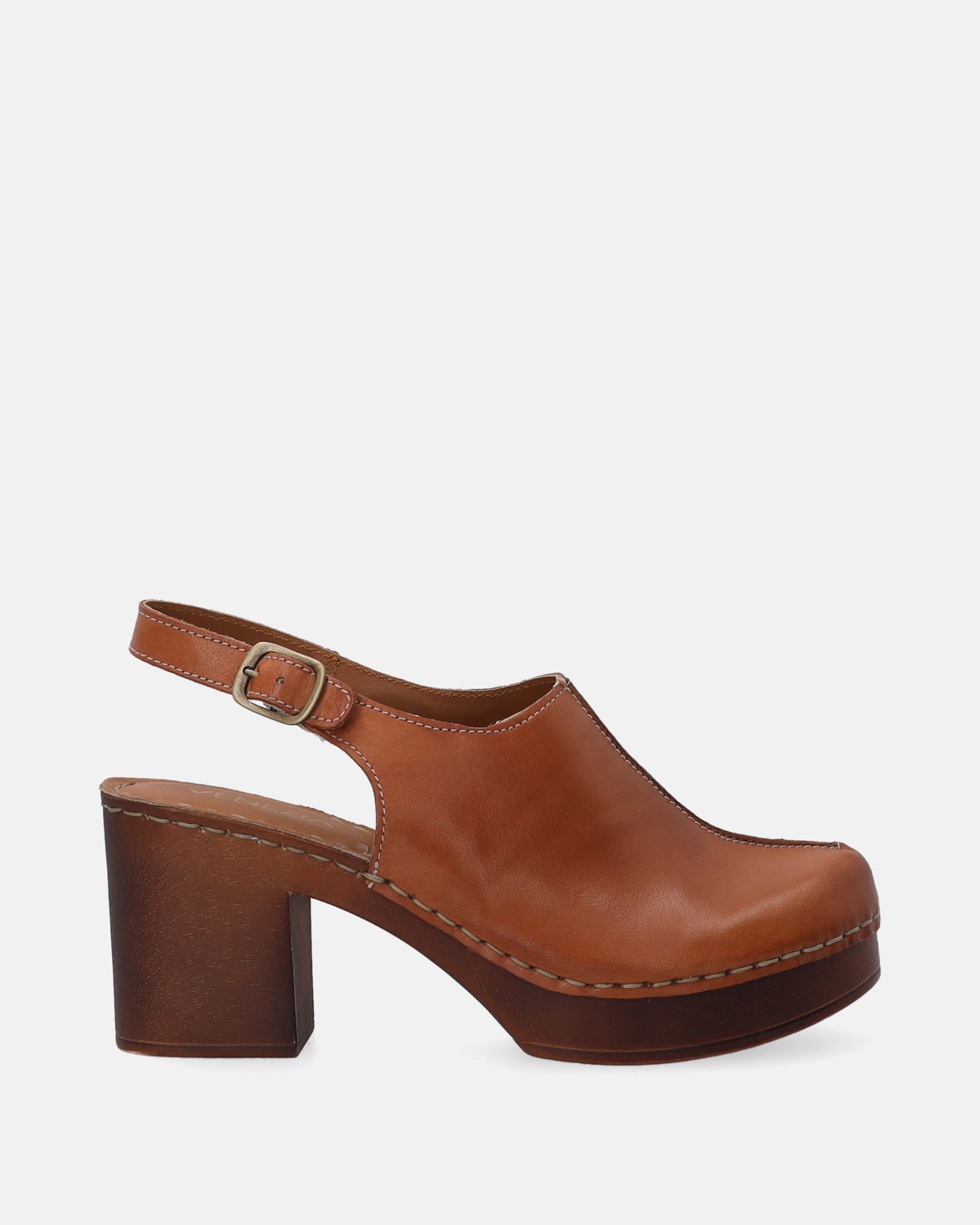 Brązowe Skórzane Sandały Damskie Venezia Na Słupku Rozmiar 37