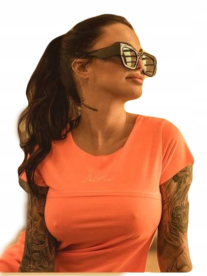 šaty La..mu s výšivkou Majorca oranžové Neonové S/M-1