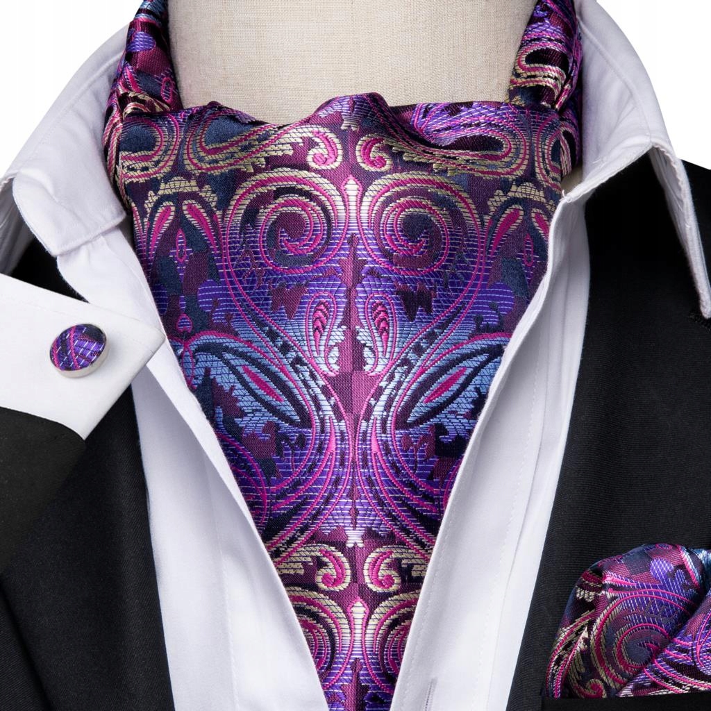 Hedvábný fularový kravat Ascot Žakárový módní set