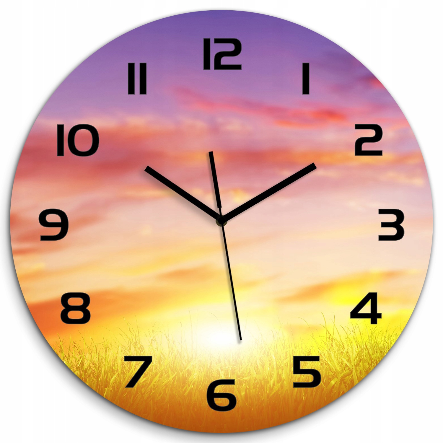 

Duży zegar szklany do salonu Zachód słońca fi 60cm