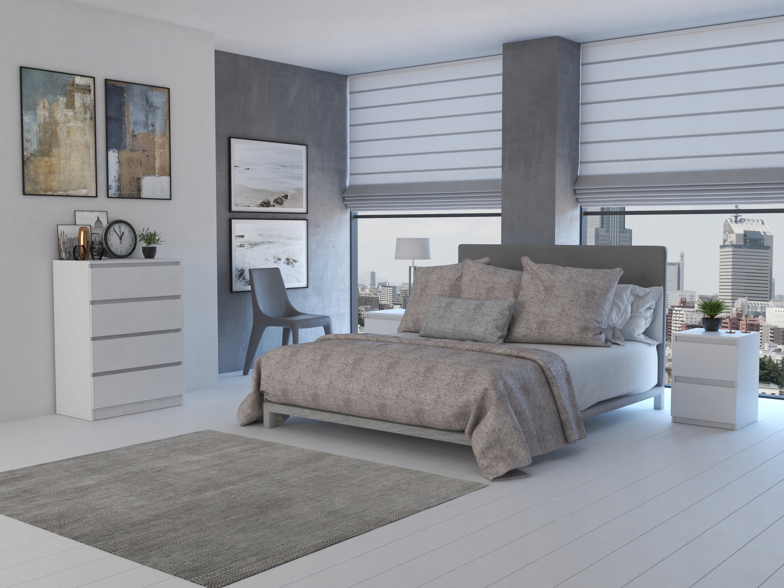 DUŻA KOMODA 4 SZUFLADY SZAFKA MALWA M4 BIAŁA Kolor mebla Biały