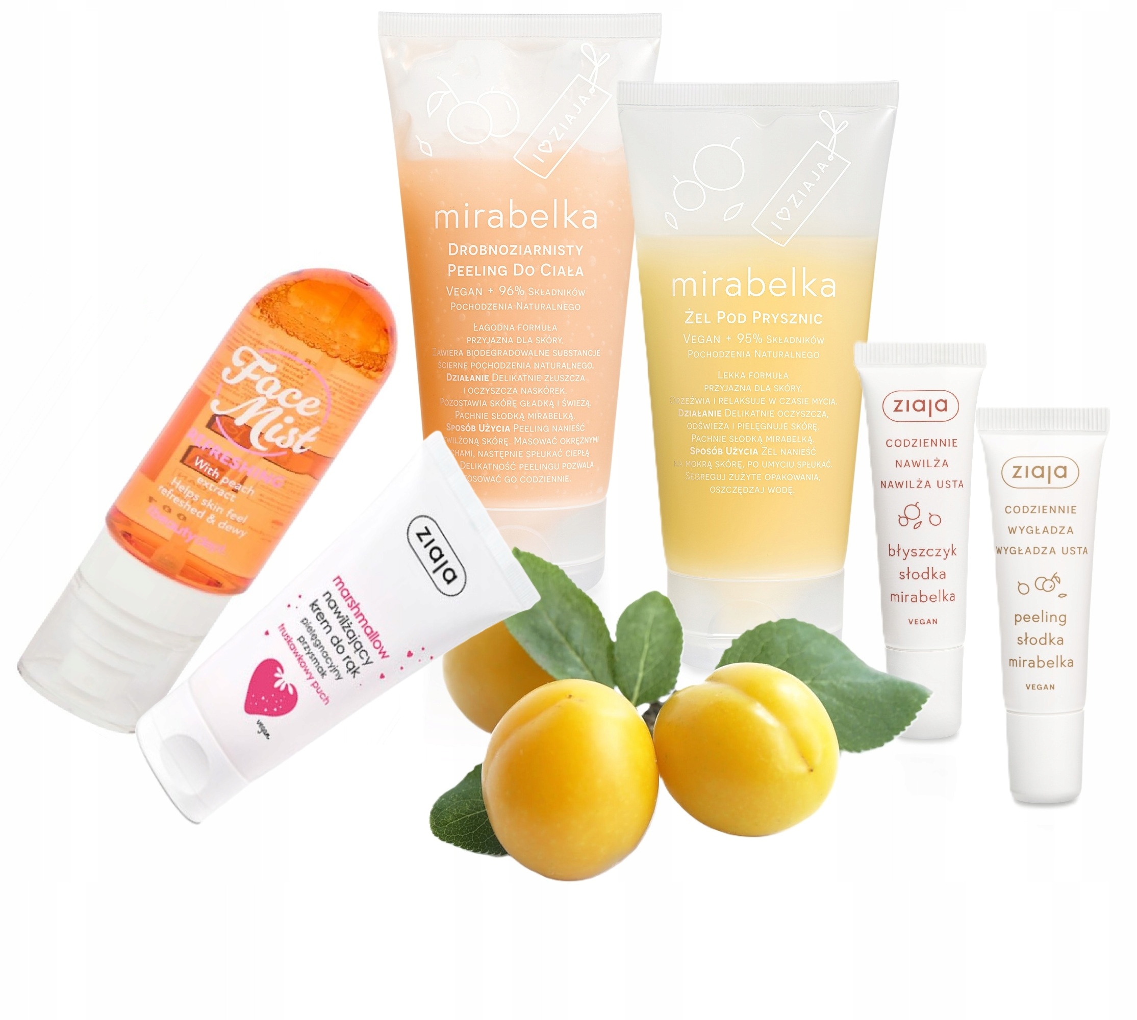 Owocowy zestaw kosmetyków Ziaja Mirabelka Truskawka Brzoskwinia
