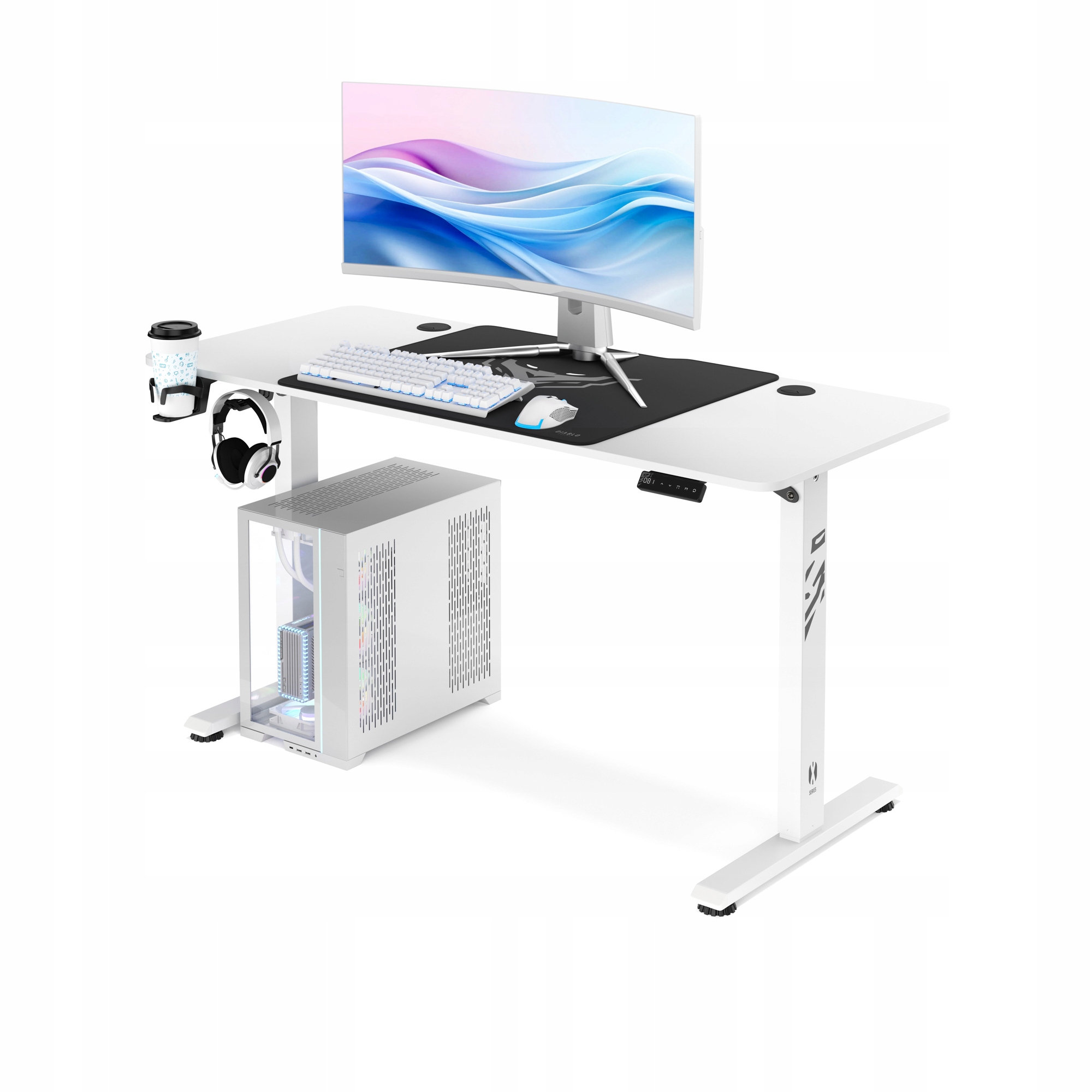 Výškově Nastavitelný Stůl 140 Cm pro Práci i Hraní Diablo X-tensio Bílý