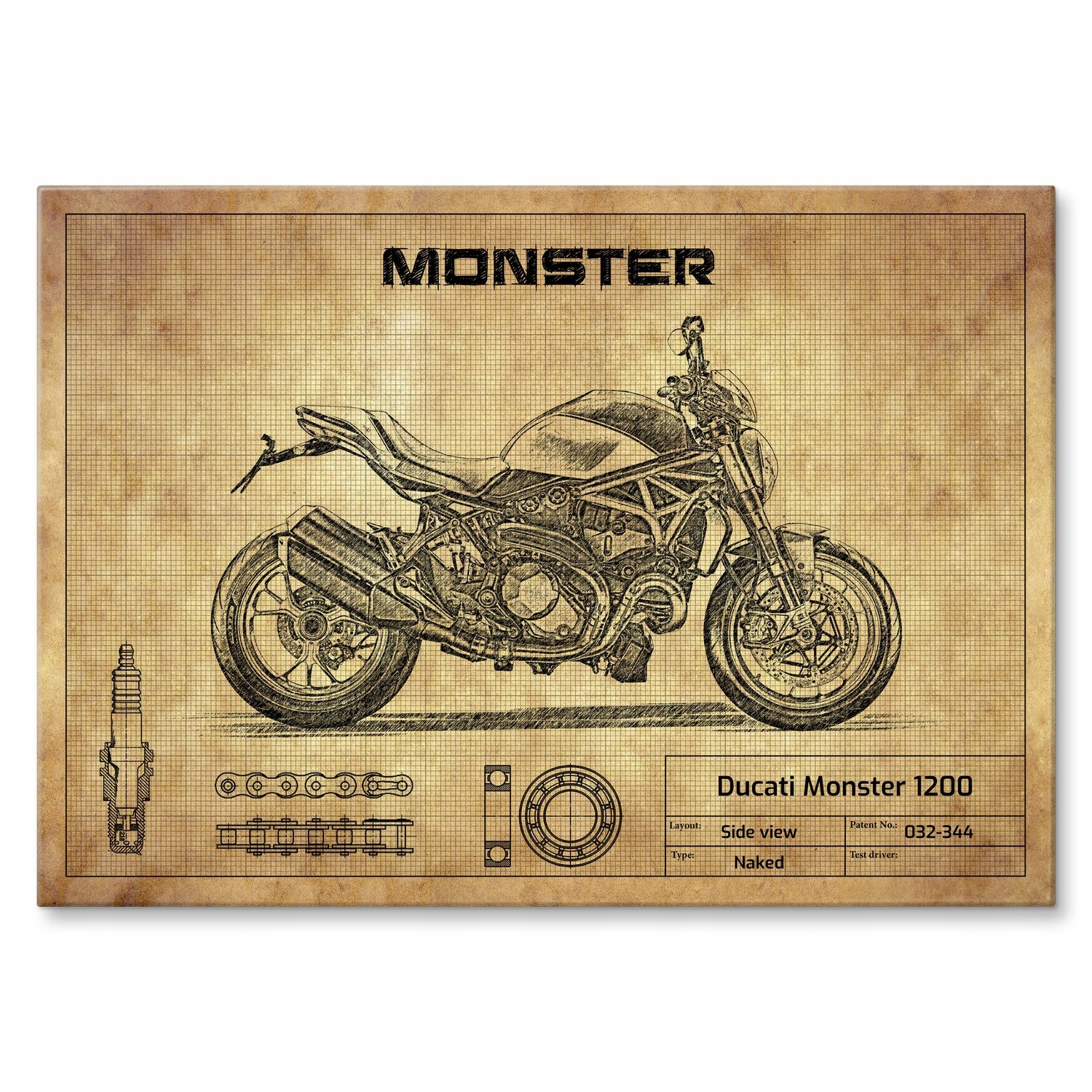 Kovový plakát Ducati Monster 1200 Dárek 22 x 31 cm