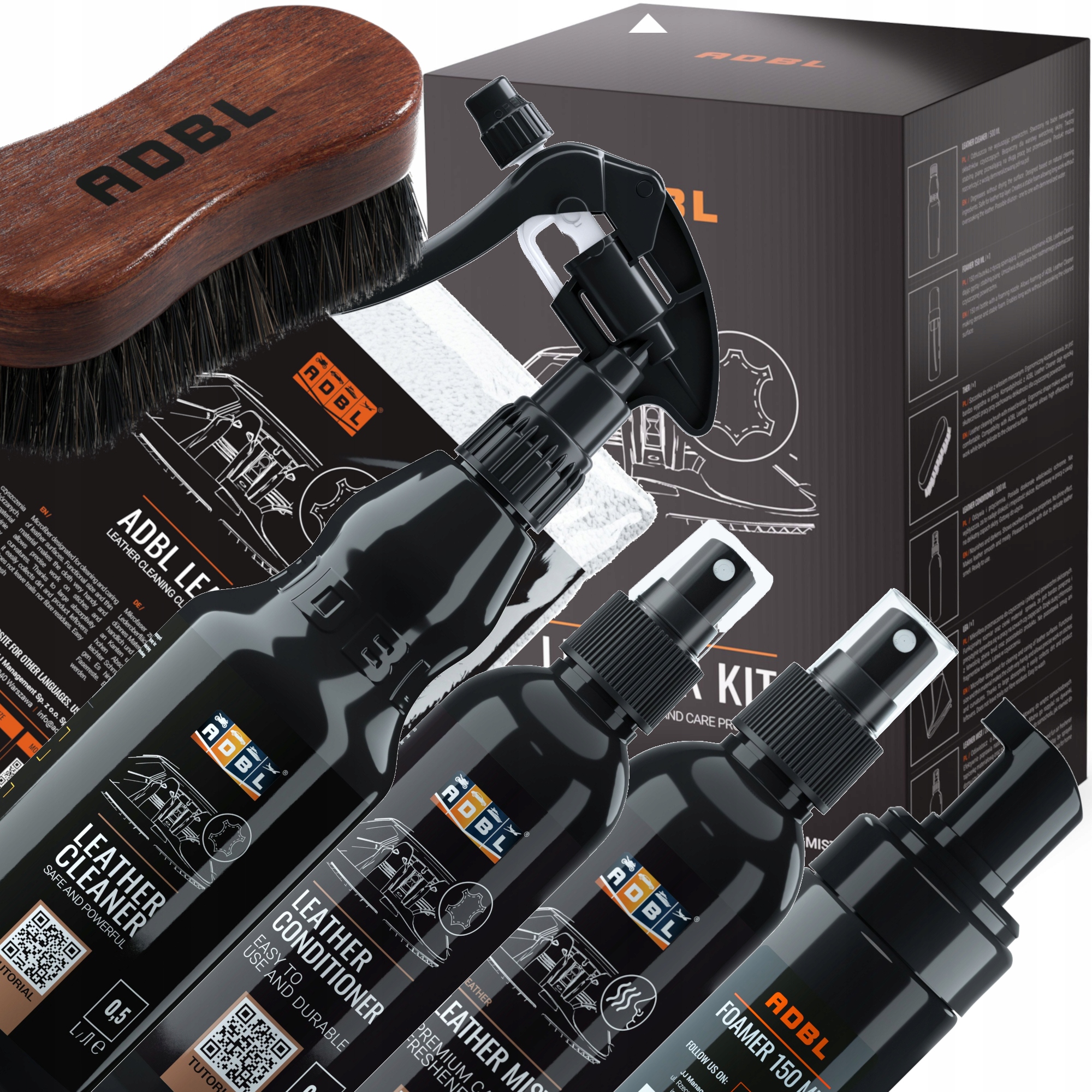 Adbl Zestaw Leather Kit Zestaw Do Czyszczenia Pielęgnacji Skóry W Aucie