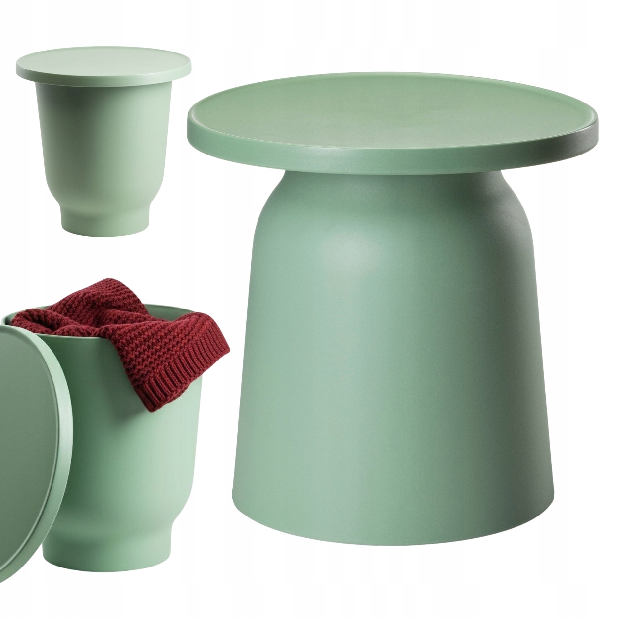 Konferenční stolek OTTO1 zelený, lavice Loft do obýváku/na zahradu kulatý 47 cm Glam