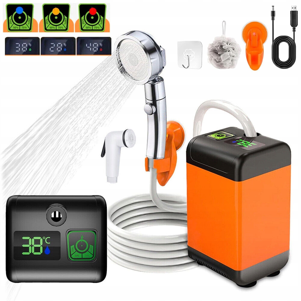 Prysznic Turystyczny Bezprzewodowy Z 6000mAh Akumulator Kempingowy Z Pompką