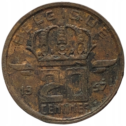 65038. Belgia, 20 centymów, 1957r.
