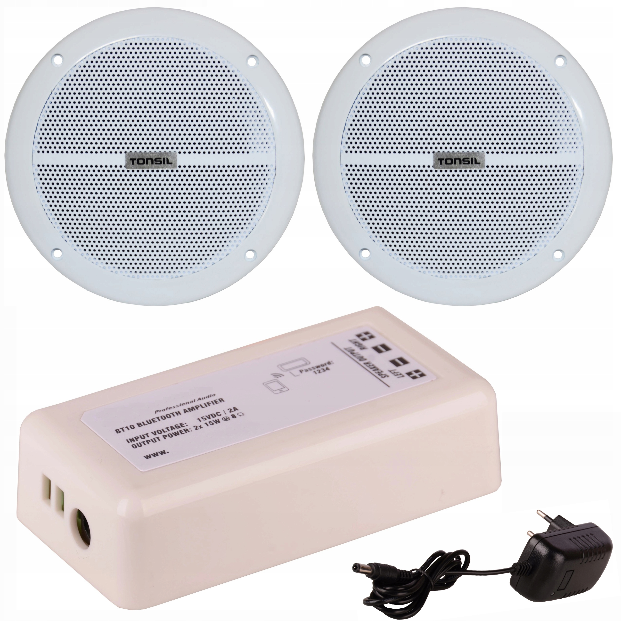 Set 2x stropní reproduktor Zgsu 13/2 Bluetooth zesilovač Tonsil WS-20 Bt