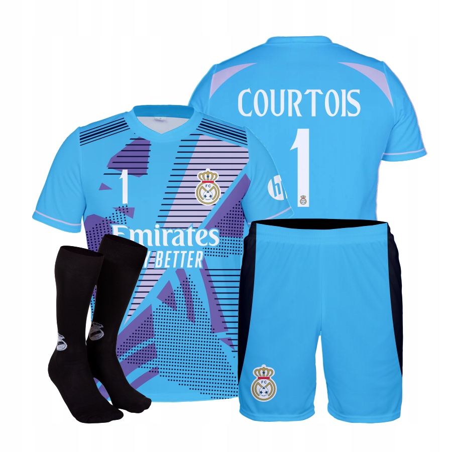 Courtois Madrid outfit tričko kraťasy štulpny velikost 122