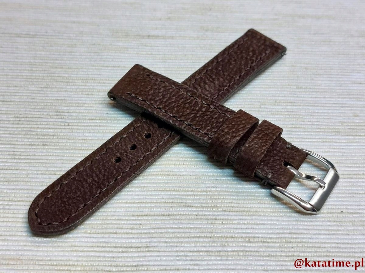 Pasek do męskiego do damskiego zegarka brązowy 23 mm szyty ręcznie skóra