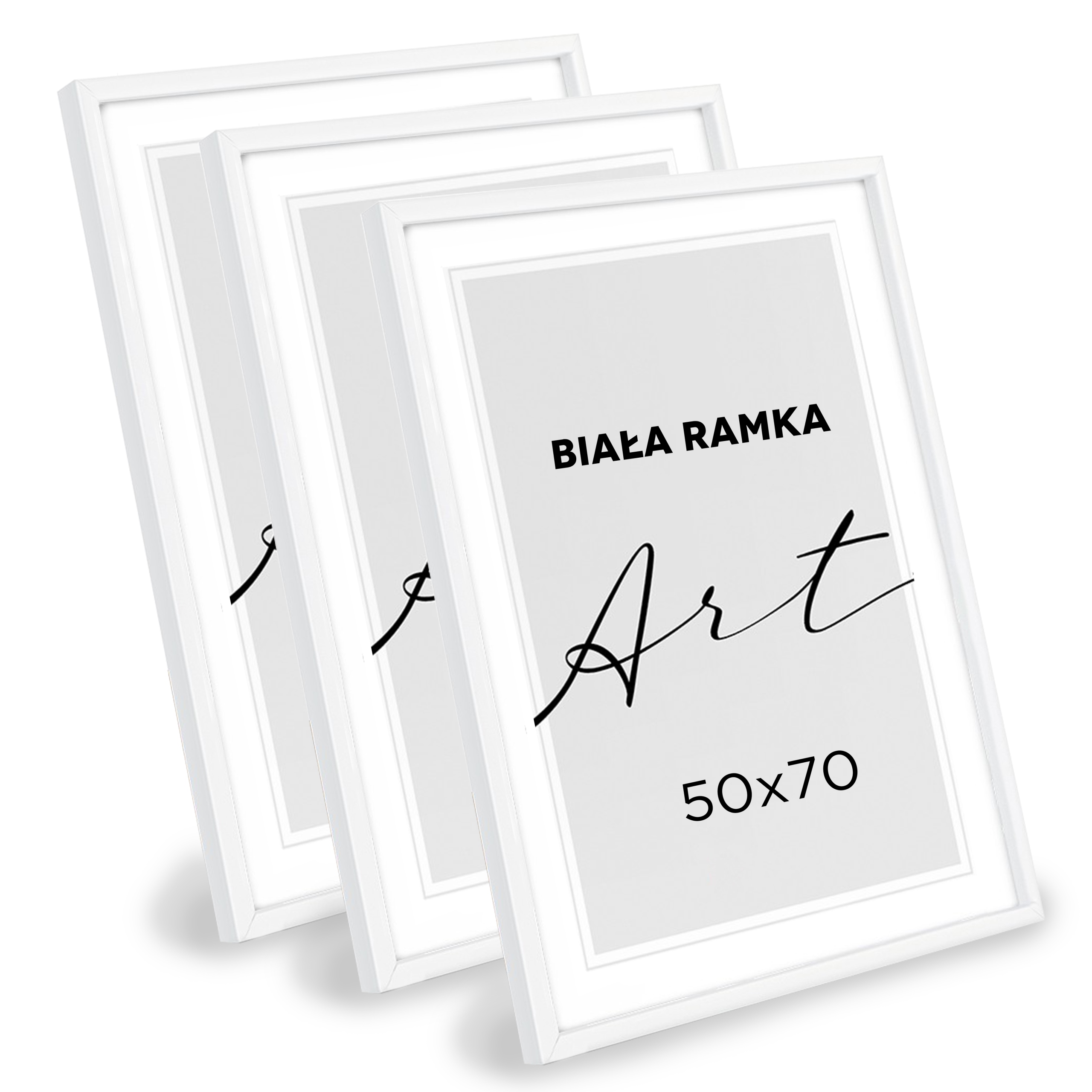 

Zestaw 3 Ramek na zdjęcia 50x70 Białe plexi Foto