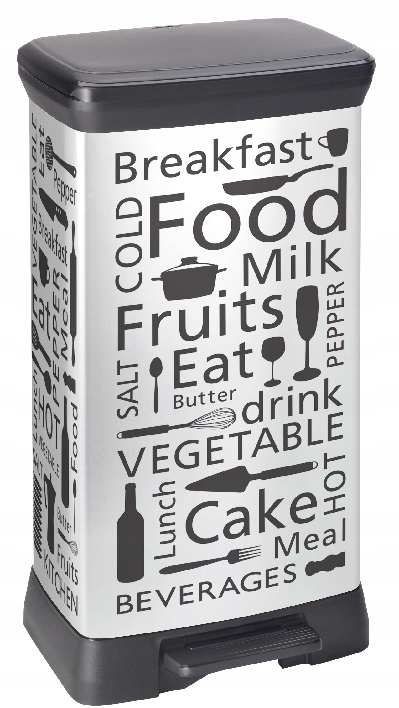 Levně Odpadkový koš Curver, metalizovaný, 50 l, s pedálem