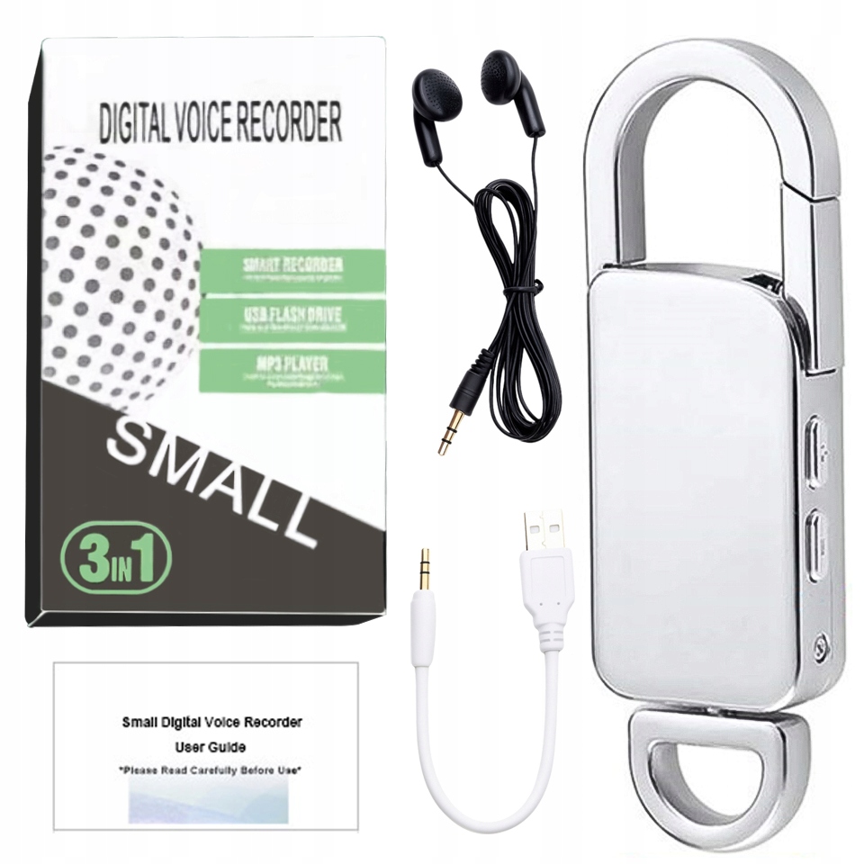 Špionážní Diktafon Mini Digitální Odposlech Malý Flash Disk 16GB Přívěsek Na Klíče Klip