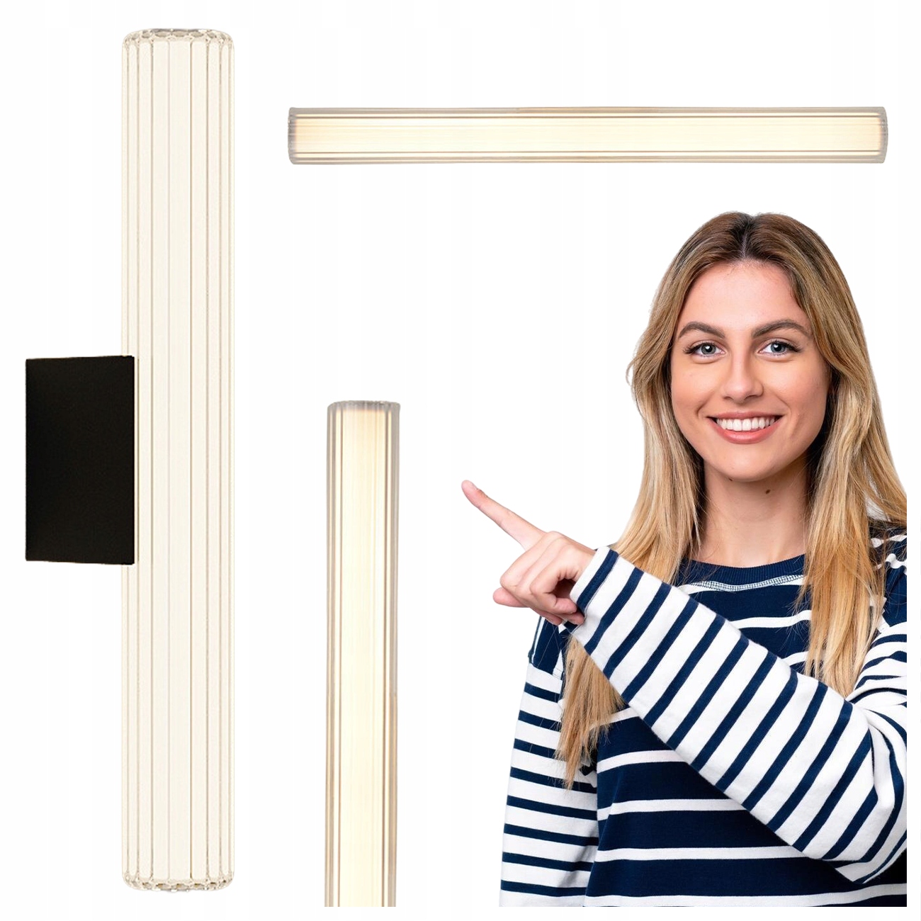 Nástenné Svietidlo Linea 45 CM Čierne Sklenené Tienidlo Led 8 W Farba Cct Trieda IP44