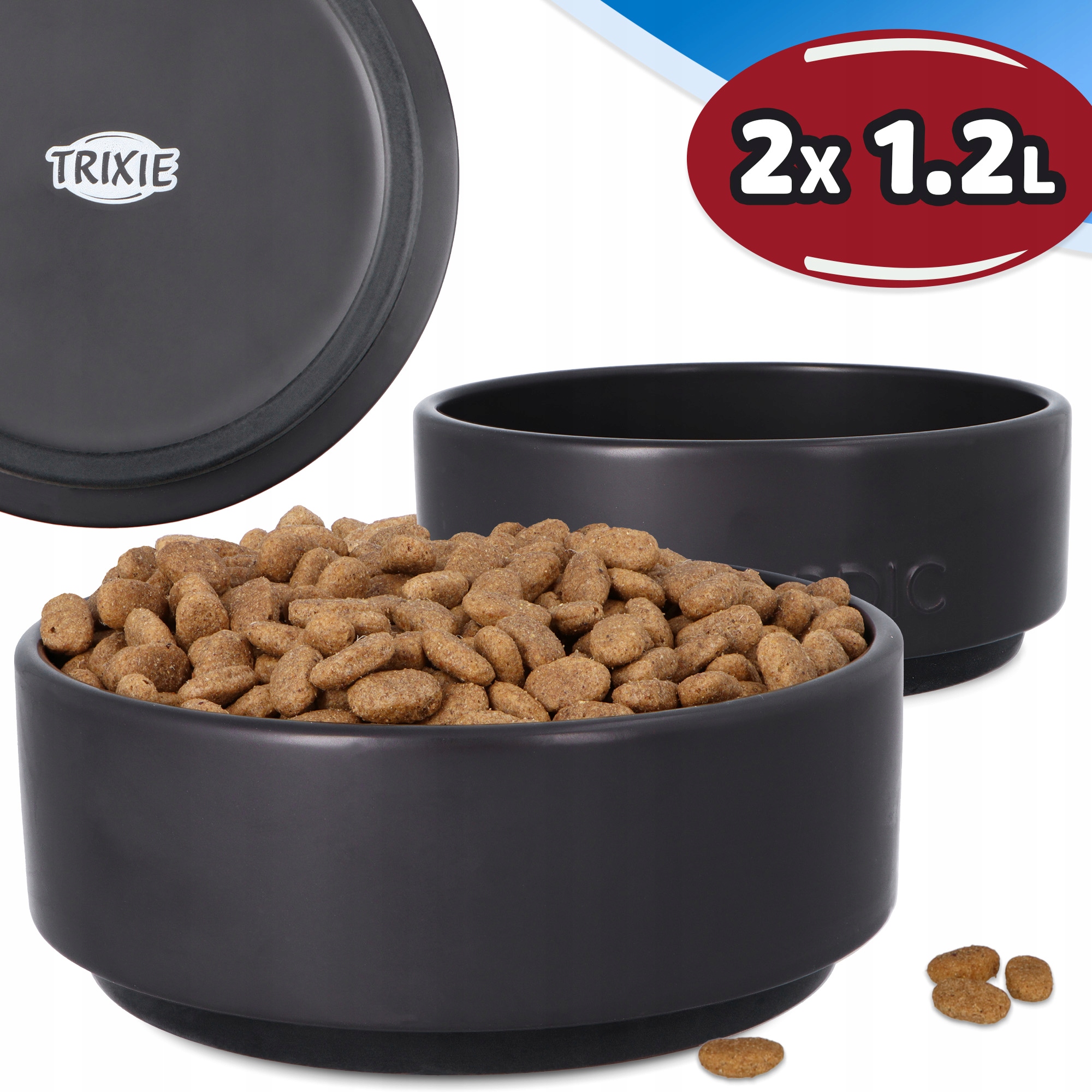 Levně 2x Velká Miska Pro Psa 1,2L Keramická Stabilní miska na vodu Protiskluzová 8K