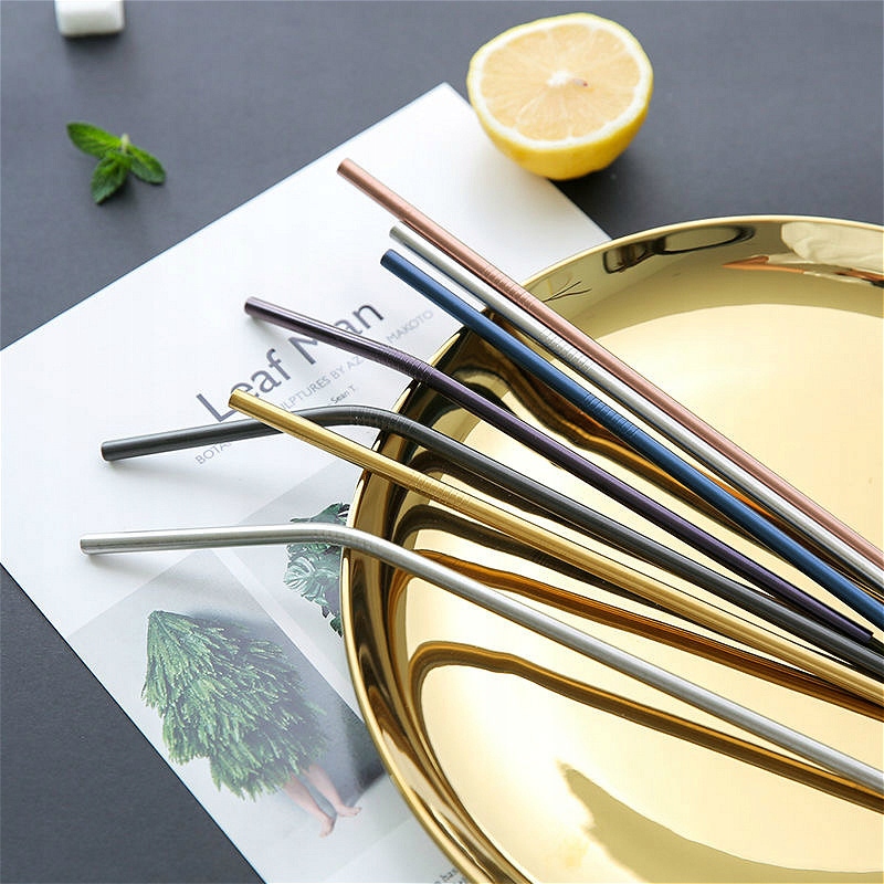 10x SŁOMKI RURKI METALOWE WIELORAZOWE EKO CZYŚCIKI Długość (cm) 21.5