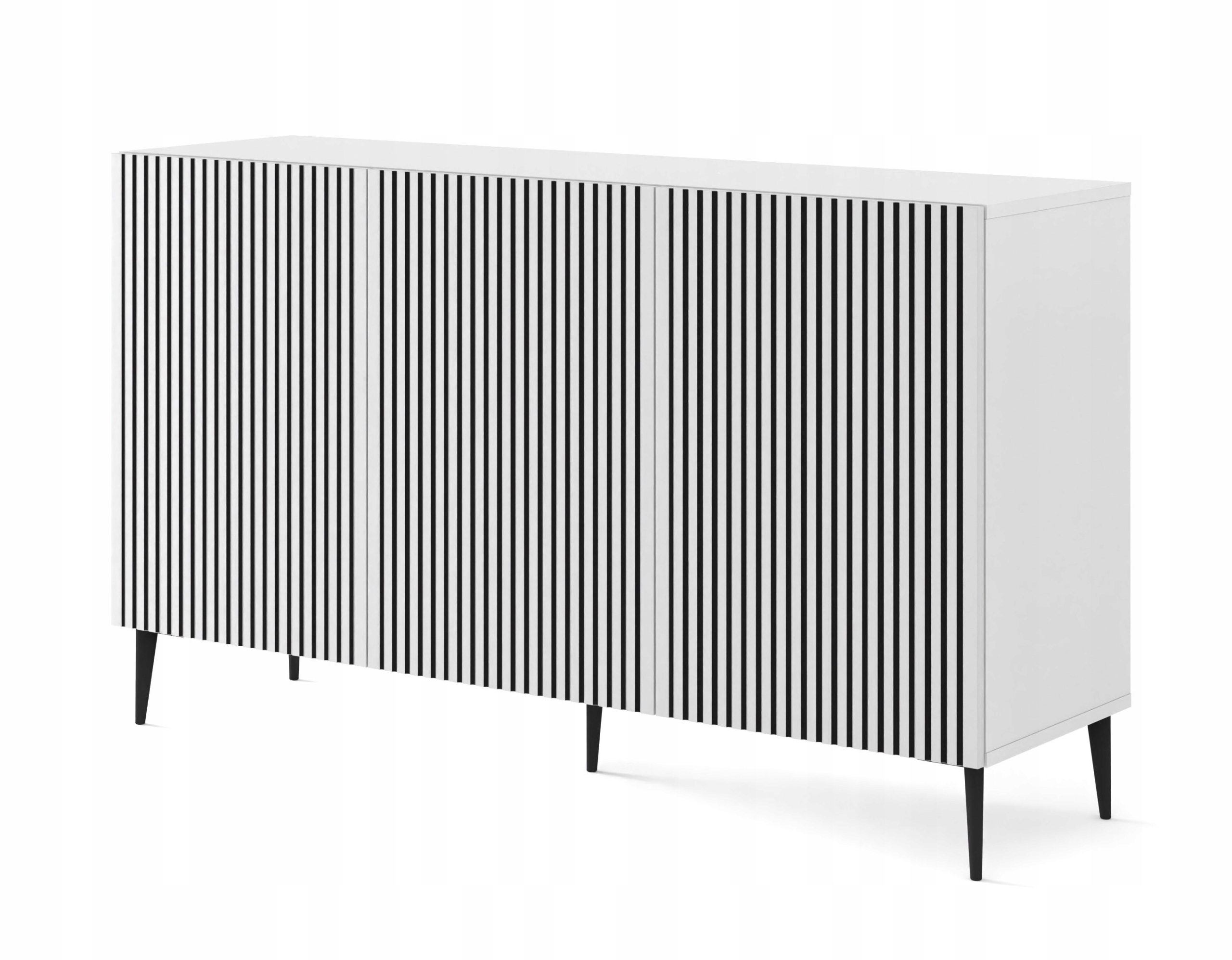 Komoda Ravenna F 150 cm 3D biały czarny na szpilce