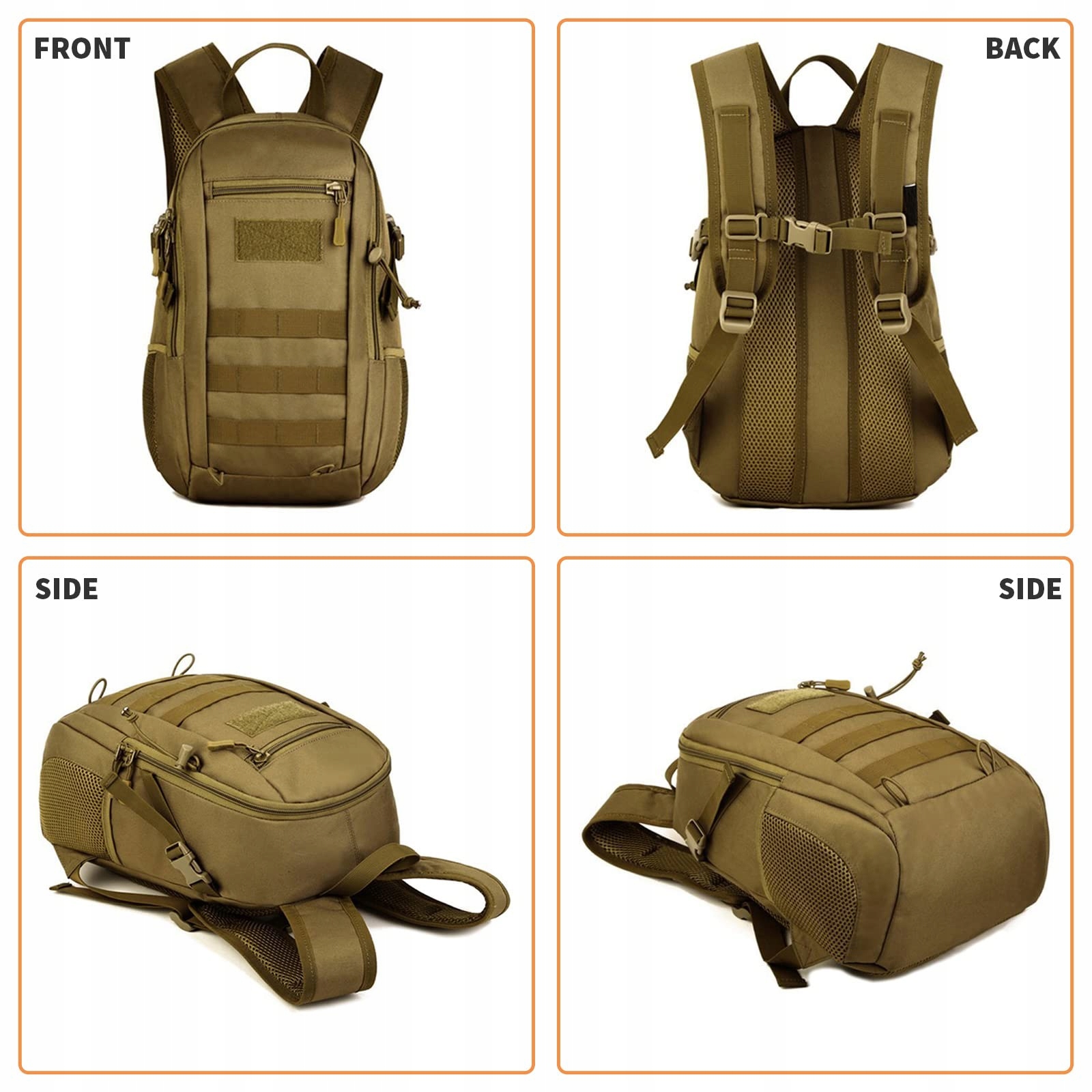 HUNTVP Plecak Takticzny 12L Wodoodporny Molle Outdoor Sportowy Unisex — miniatura 8