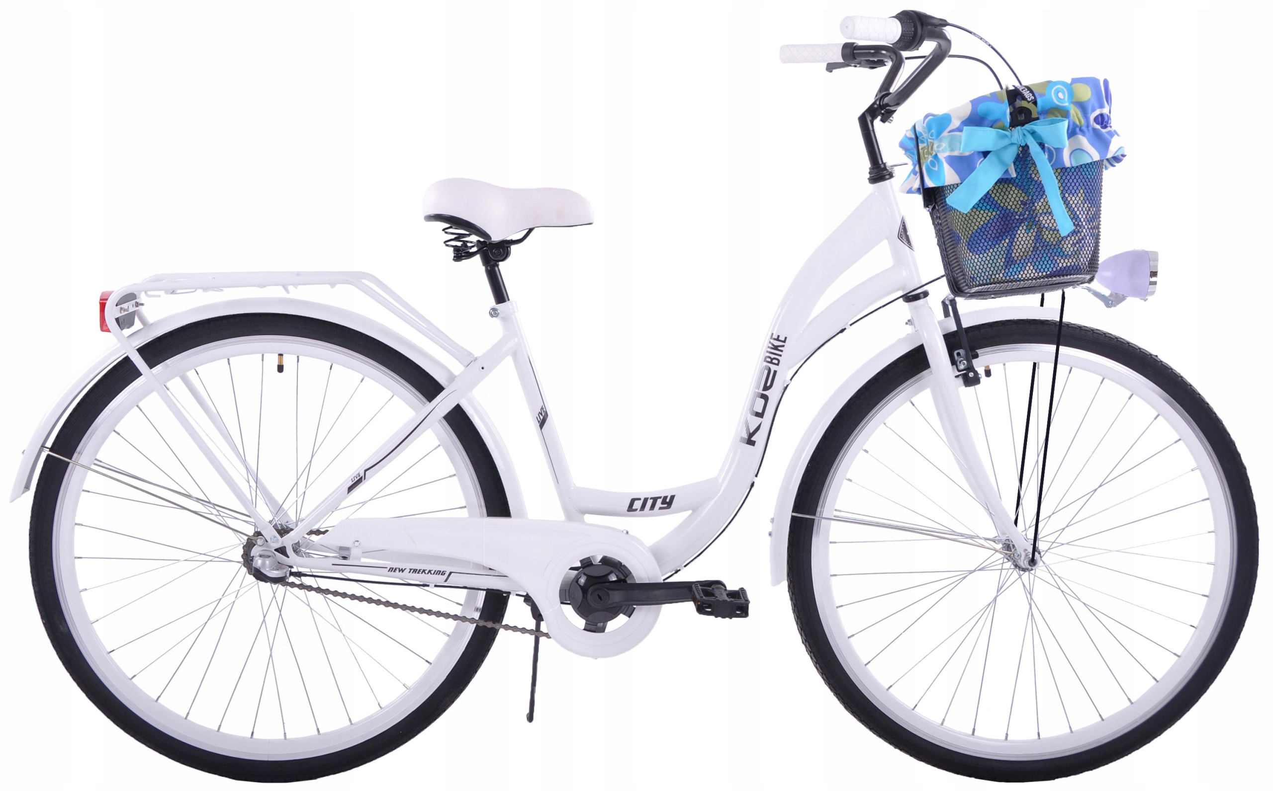 Stylowy rower miejski 28 damski damka Kozbike biały 3 biegi kosz +wkładka