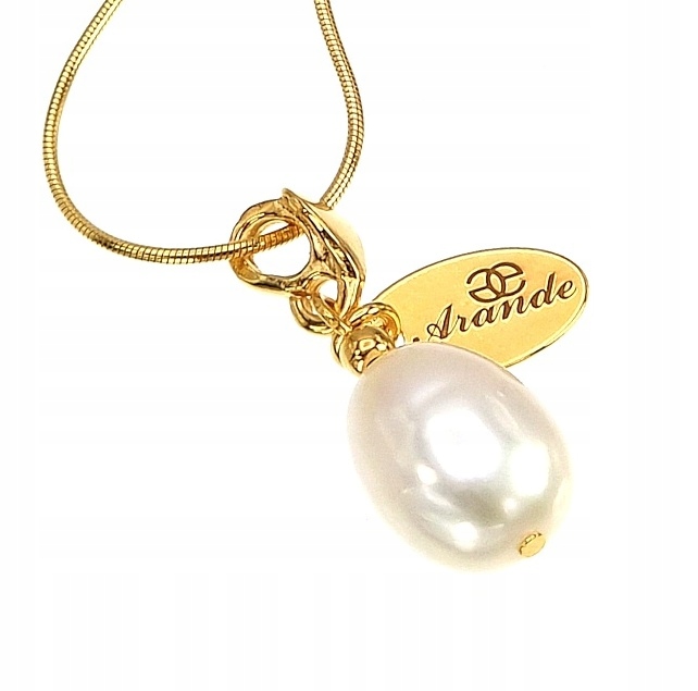 Elegantní náhrdelník Velká pravá perla Přívěsek Řetízek Zlaté Stříbro