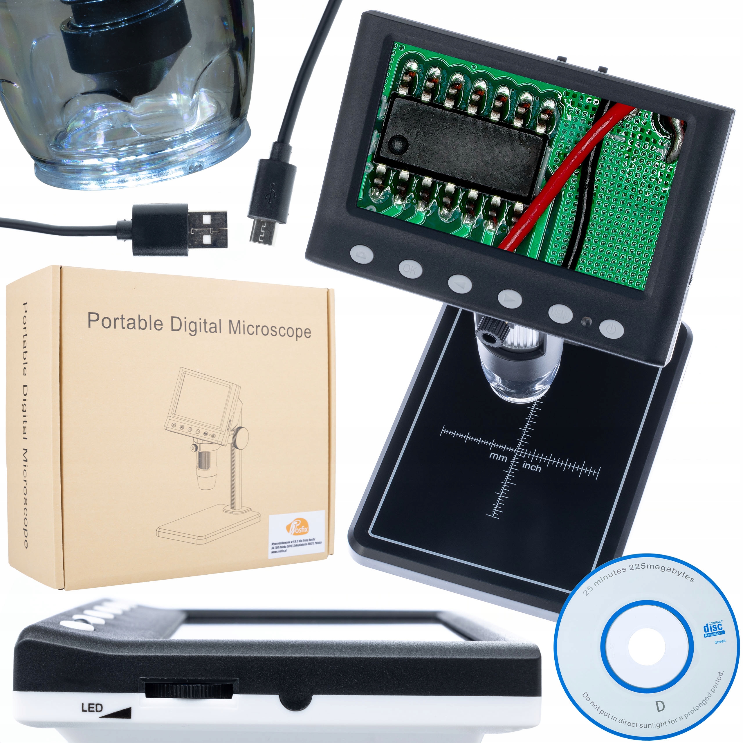 Digitální Mikroskop S Displejem Pro Pájení Klenotnictví 1000X 1080P