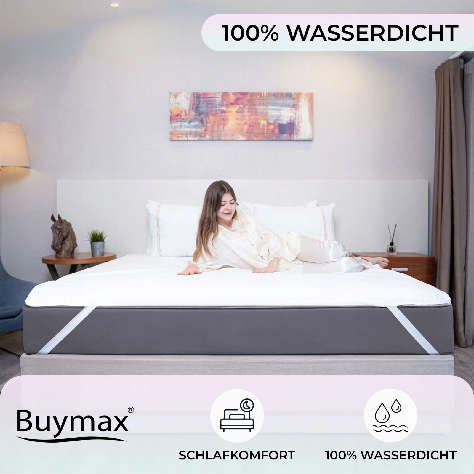 BUYMAX Ochraniacz Na Materac 100x200cm Wodoodporny Zestaw 2 Sztuki Oeko-Tex — miniatura 2