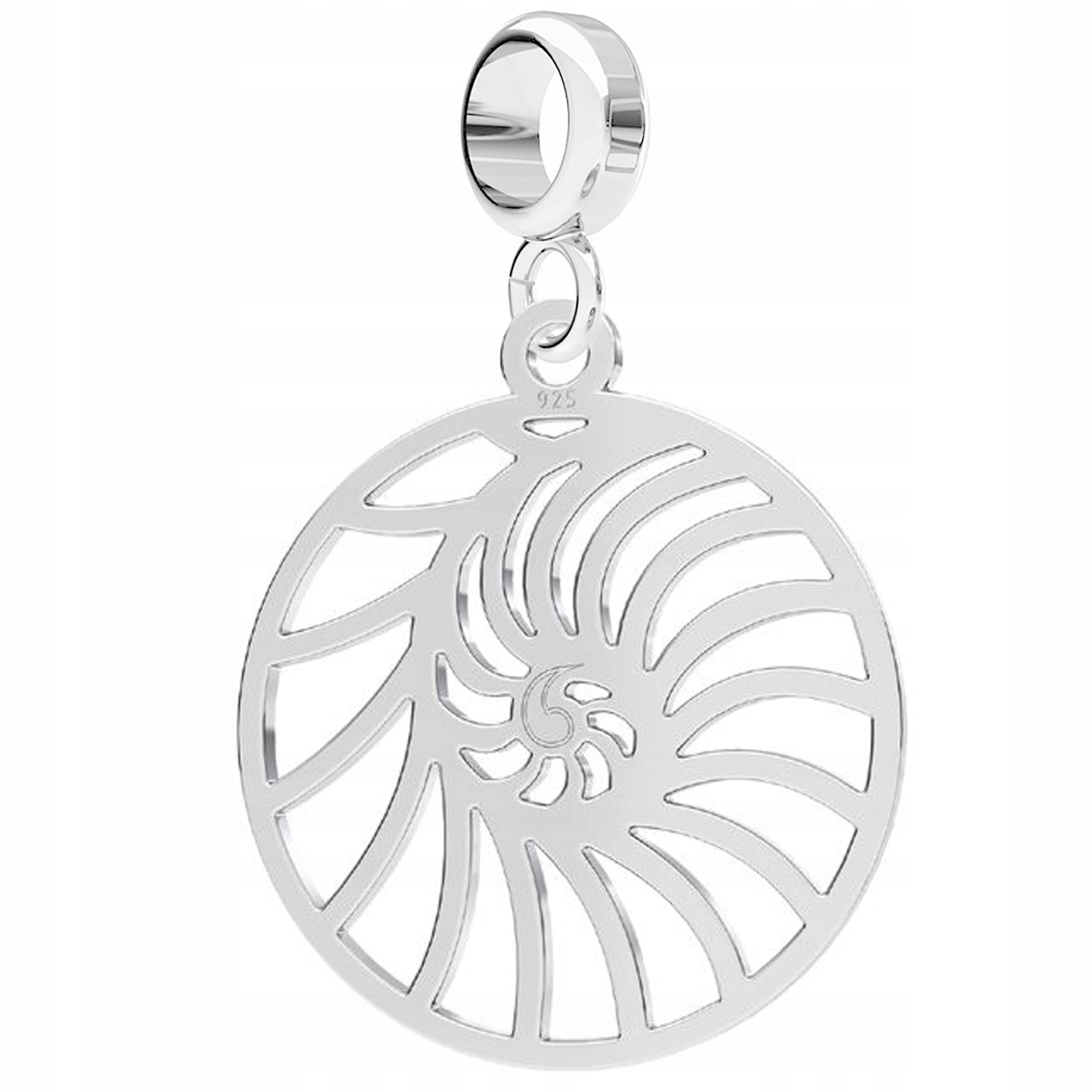 Charms Stříbrný kulatý plech Mušle Oceán Pláž Moře Stříbro 925