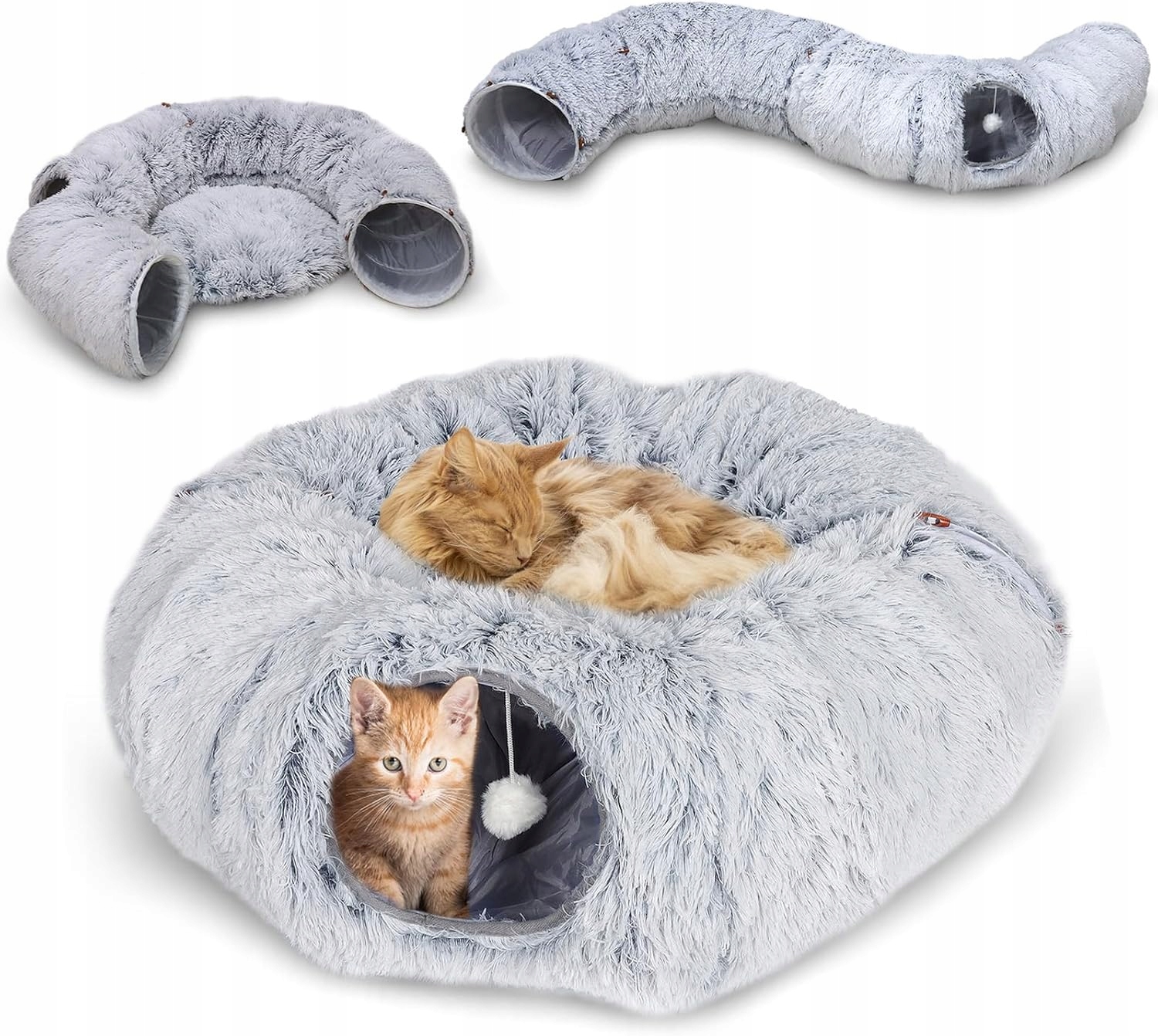 Levně Tunel Pro Kočky Dlouhý S Míčem Skládací S Otvorem Hračka Pro Kočky 170 CM