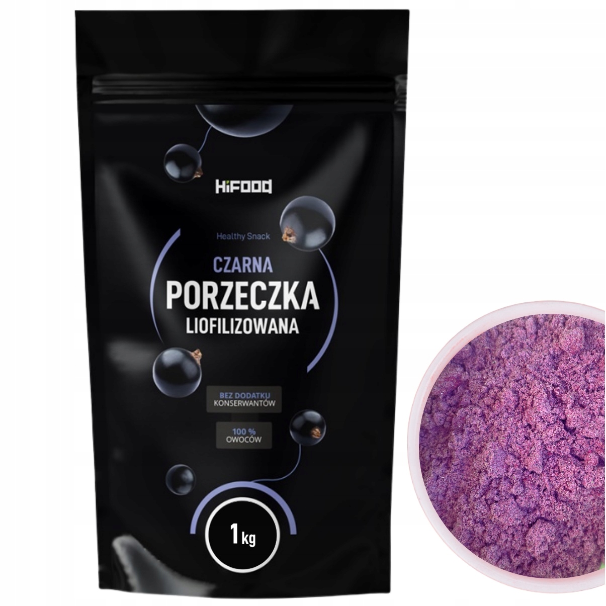 Czarne Porzeczki Liofilizowane 1kg Porzeczka 100% Polska Proszek HiFOOD