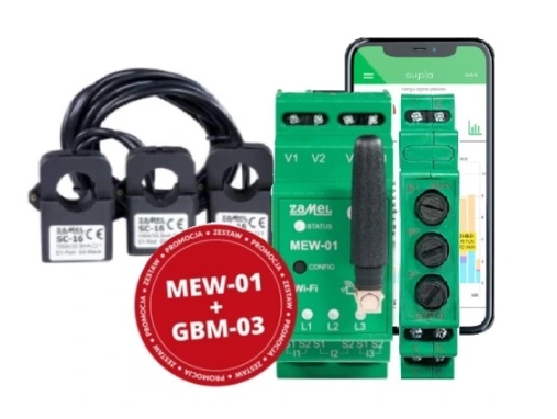 Dwukierunkowy Licznik Energii 3-faz SUPLA MEW-01 + GBM-03 SUPLA ZAMEL