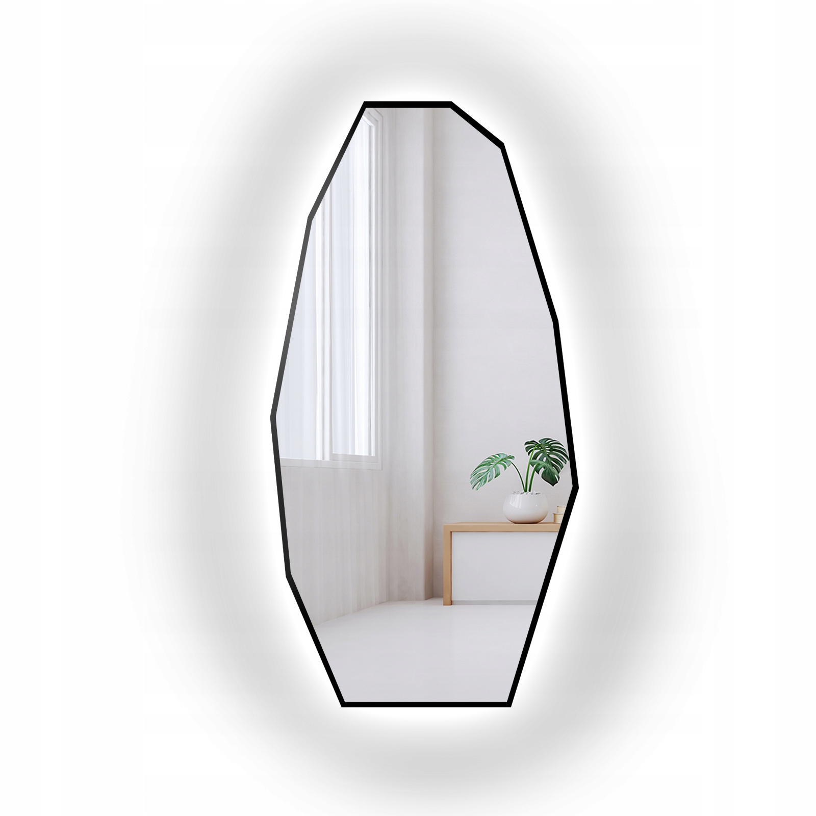 Zrcadlo z organického Pyrytu v rámu z Mdf s Led podsvícením 65x130