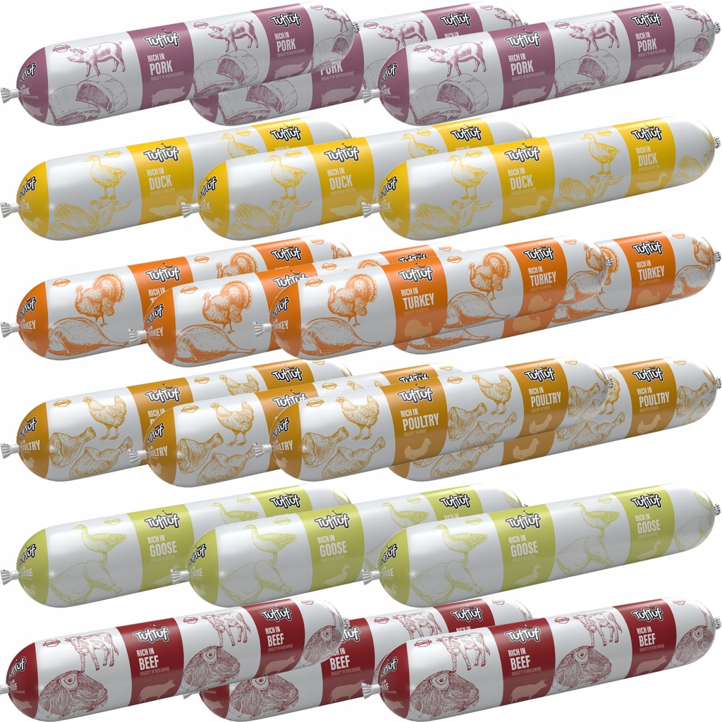 Levně Tuf Tuf Tyčinka 900 G Vlhké Krmivo Pro Psy, MIX Chutí, 70 % Masa