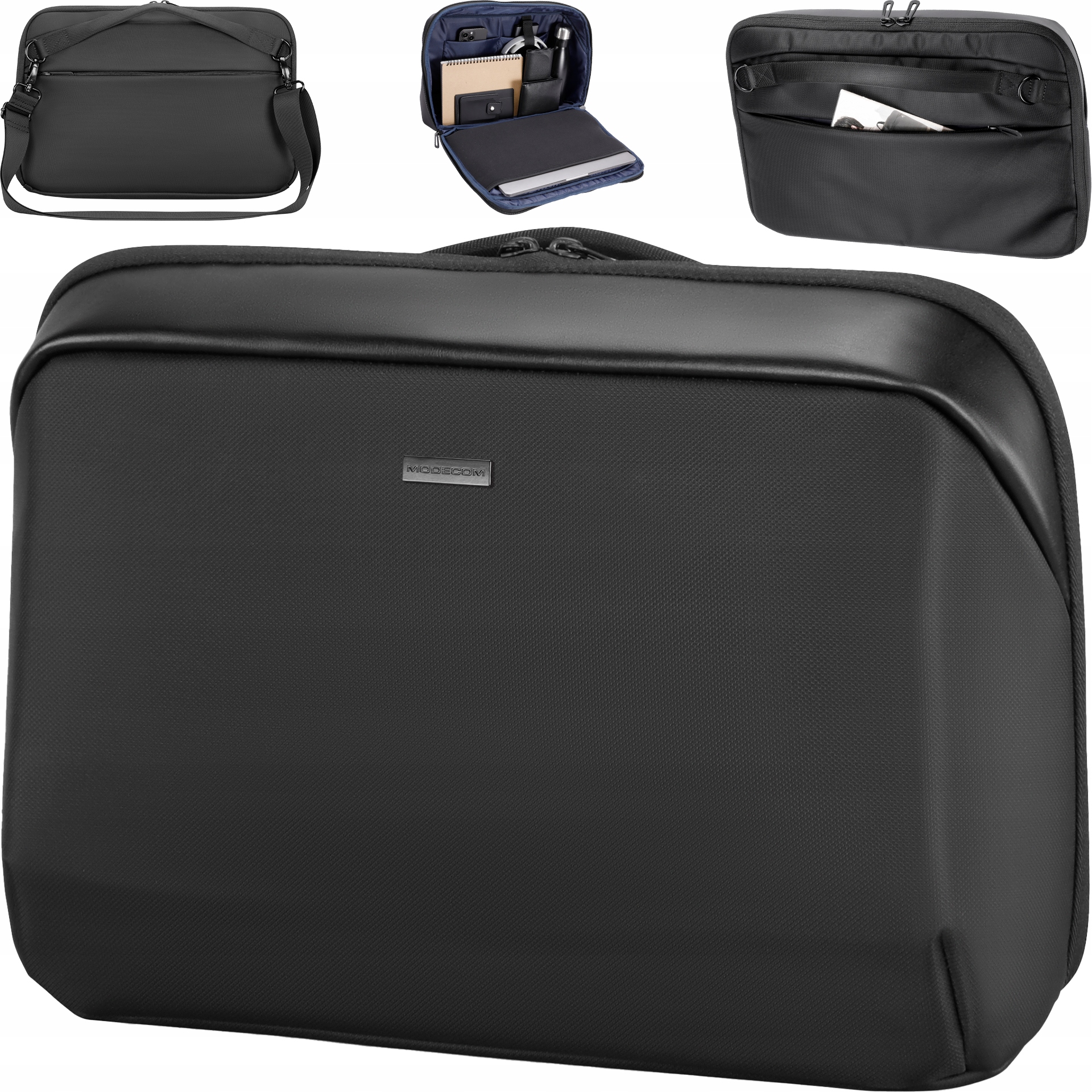 TORBA NA LAPTOPA 15,6 CALA Z WODOODPORNEGO MATERIAŁU POLIESTER + EKOSKÓRA