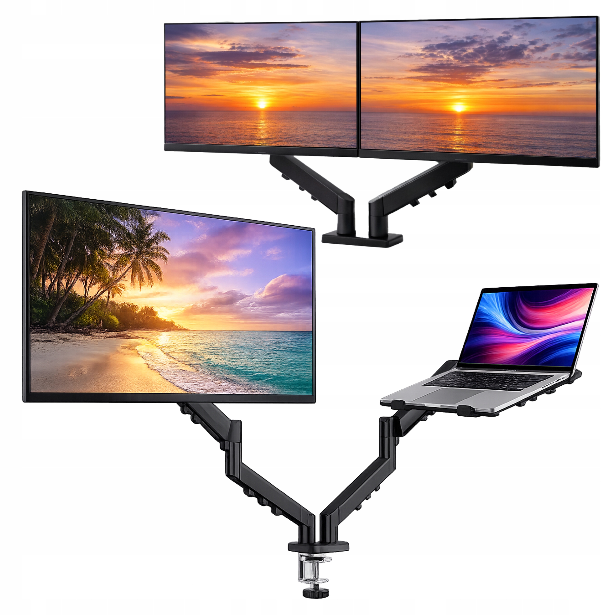 Uchwyt Biurkowy Regulowany Obrotowy Solidny Do Monitora Podwójny MOCNY13-32