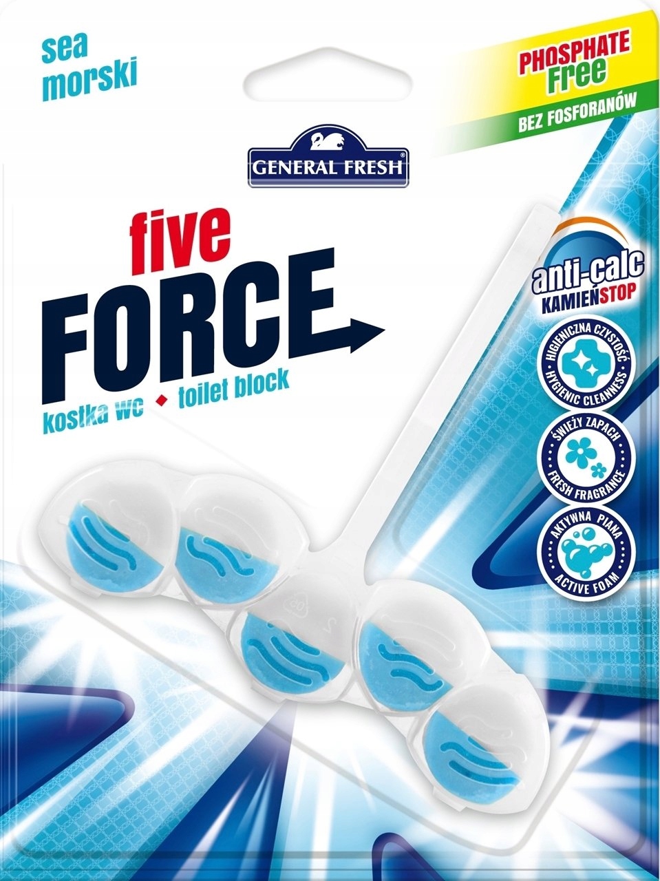 Levně 10x General Fresh, Wc kostka, Five-force, Moře, 1 kus