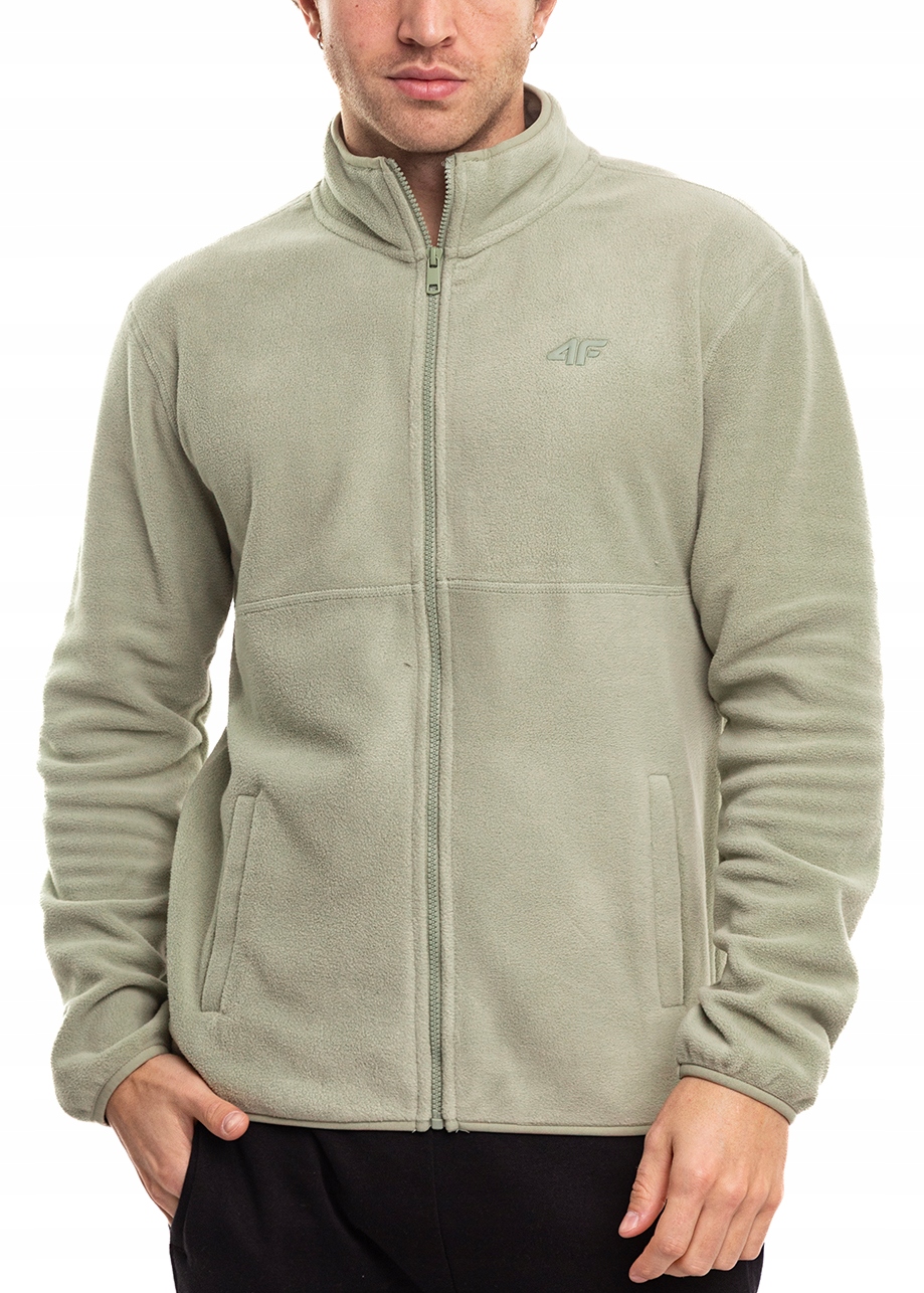 Fleecová Mikina Pánská 4F rozepínací Bez Kapuce Mikina Fleecová Sportovní velikost XL