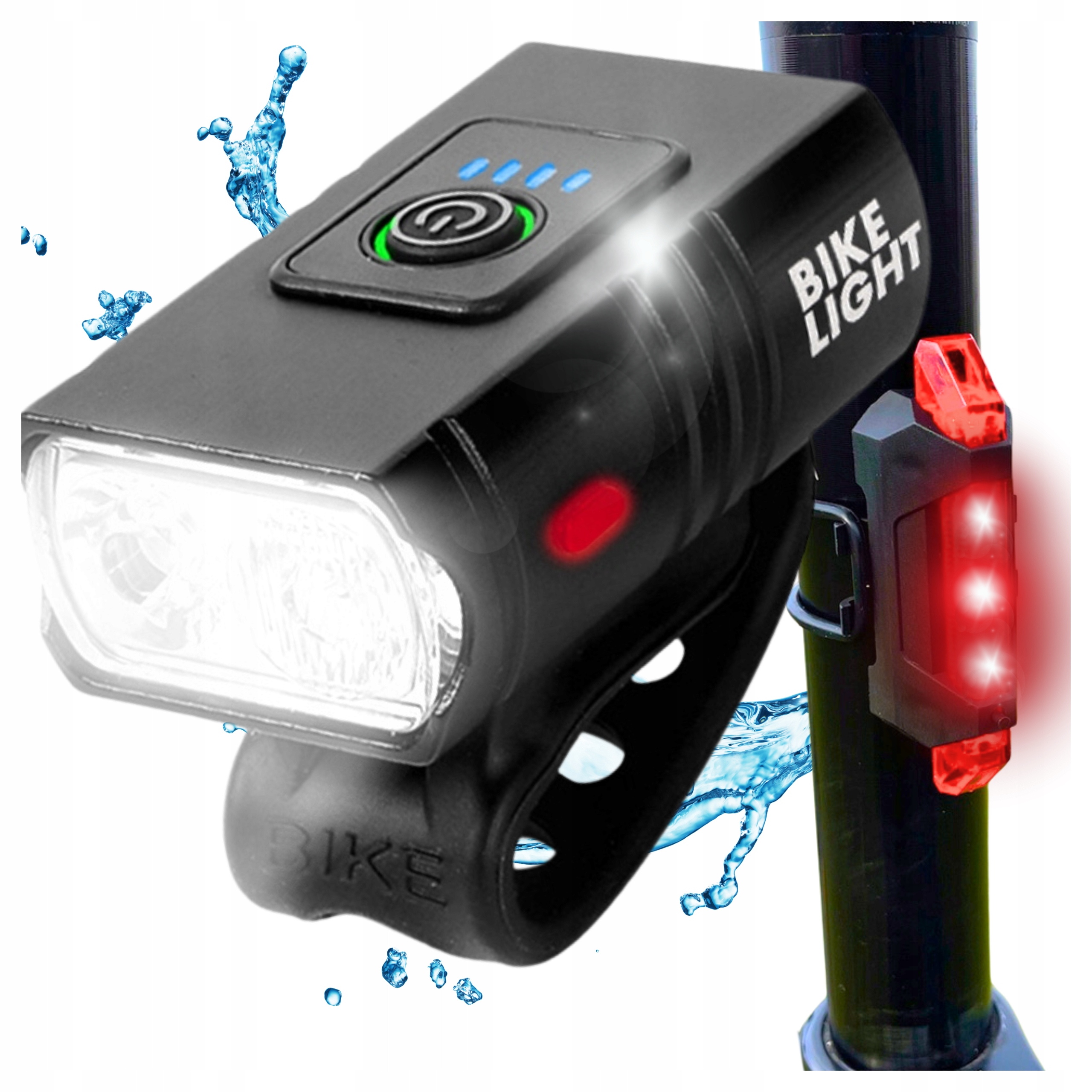 Lampka Rowerowa Led 1000lm 1500mAh na Przód Tył Led aluminiowa oświetlenie