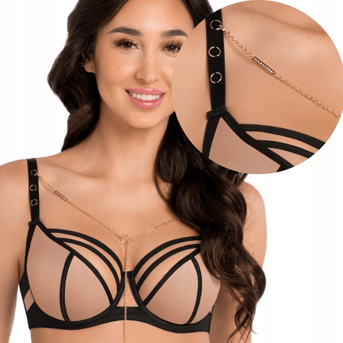 Měkká podprsenka s ozdobným řetízkem Gorsenia soft K885 Tesora 80E